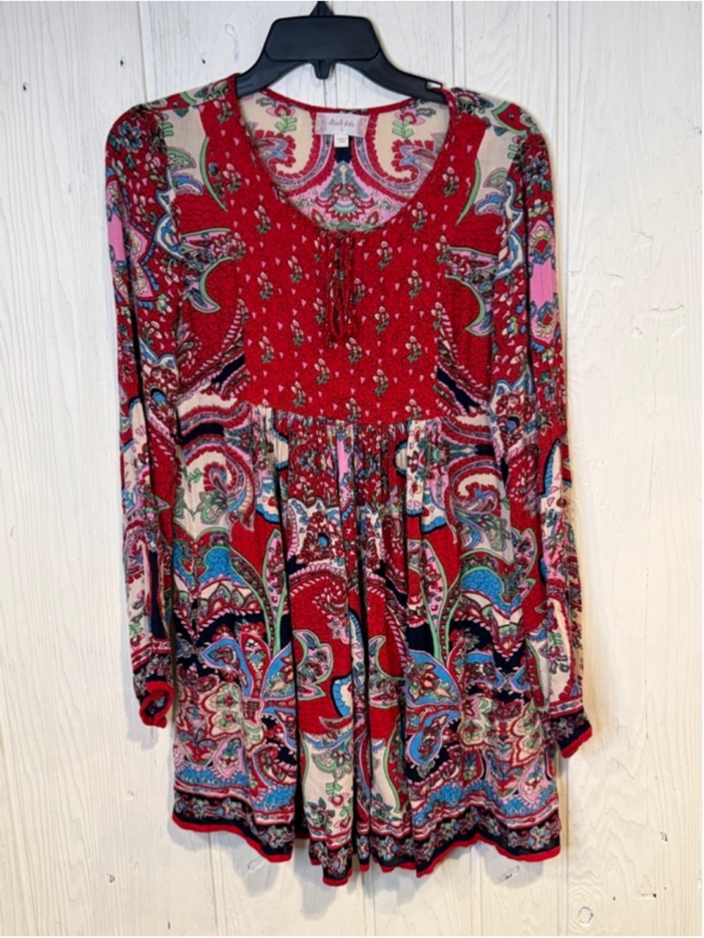 Women's Altard State Red Paisley Tunic Top S